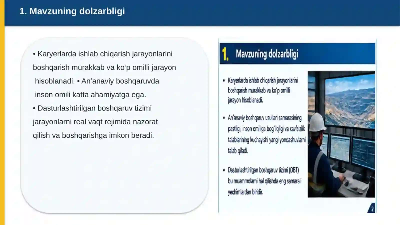 Karyerlarda dasturlashtirilgan boshqaruv tizimi 2