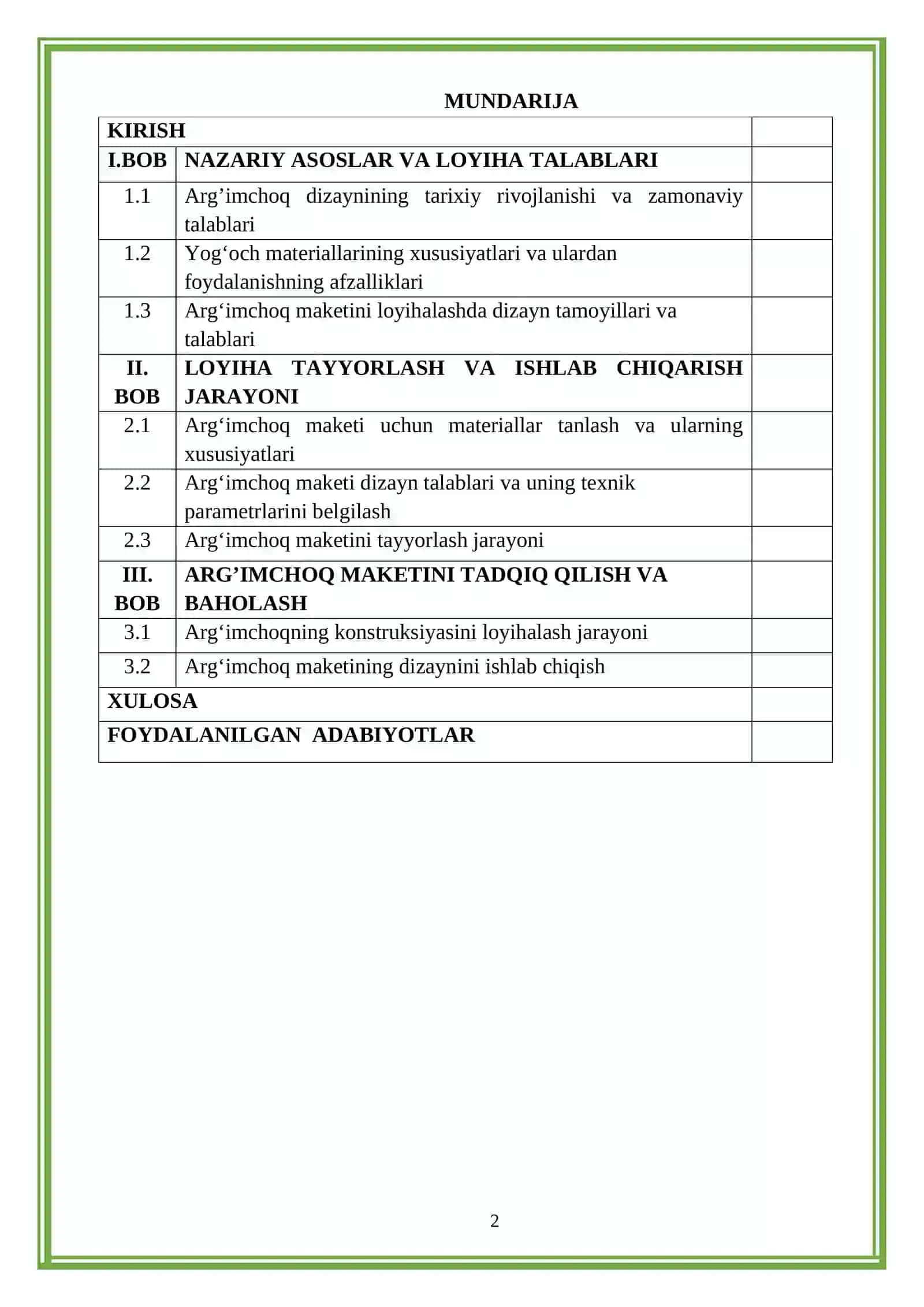 Mahsulot Tayyorlash Texnologiyasi Kurs Ishi 2