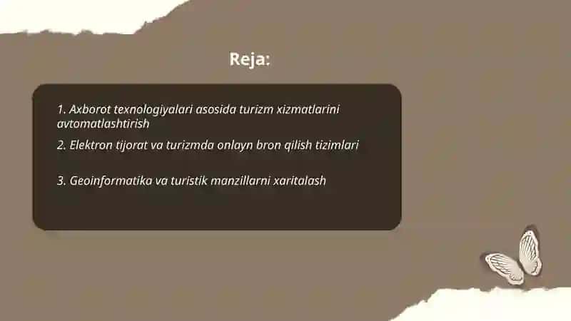 Turizmda Axborot Texnalogyalat Fani 2
