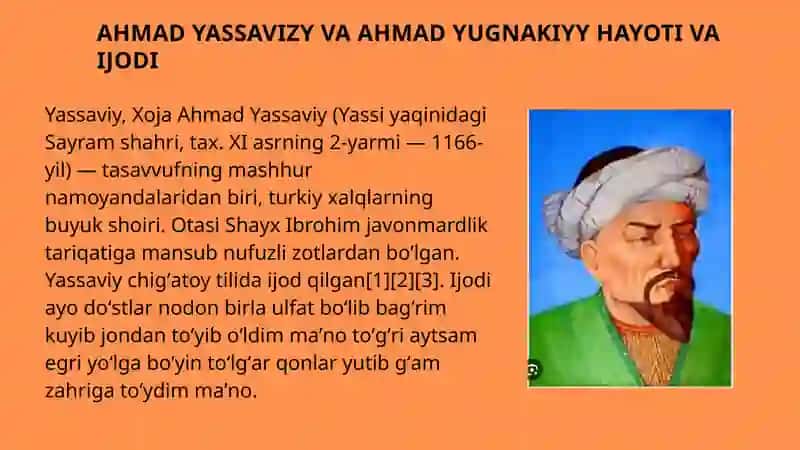 AHMAD YASSAVIZY VA AHMAD YUGNAKIYY HAYOTI VA IJODI 2