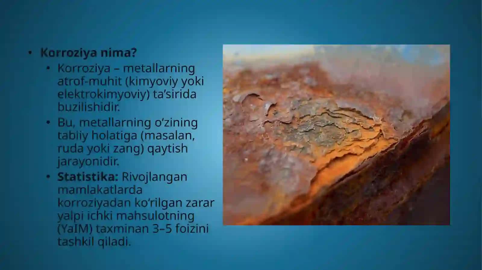 Metallarning korroziyasi: sabablari, turlari va himoya usullari 2
