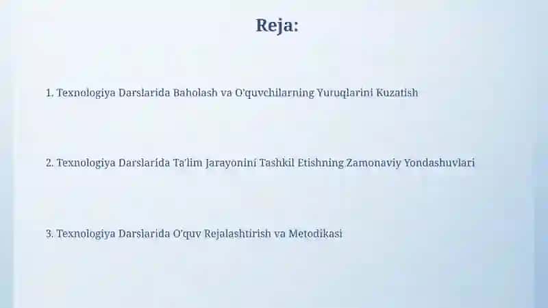 Texnologiya Darslarida Baholash va O'quvchilarning Yutuqlarini Kuzatish 2
