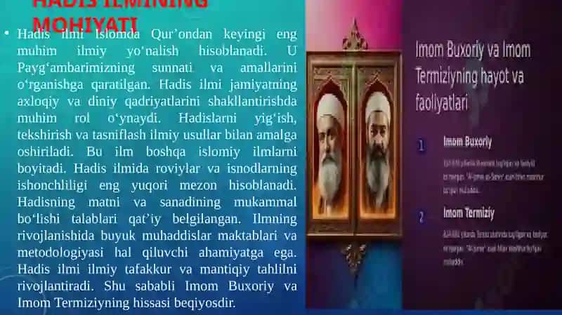 imom buxoriy va imom termiziyning hadis ilmiga qo'shgan hissalarini qiyosiy tahlili" ppt 2