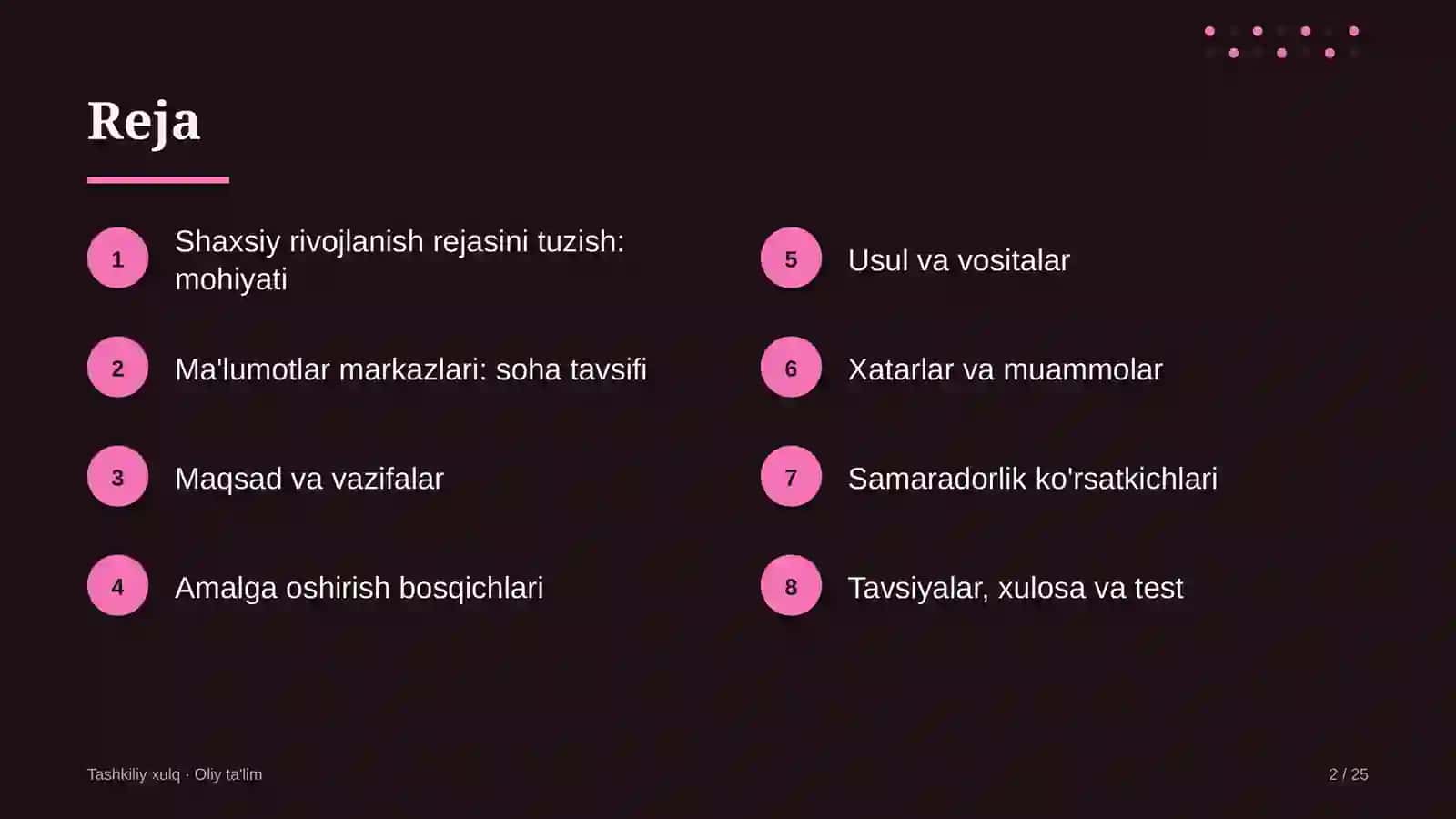 Ma'lumotlar markazlarida shaxsiy rivojlanish rejasini tuzish 2