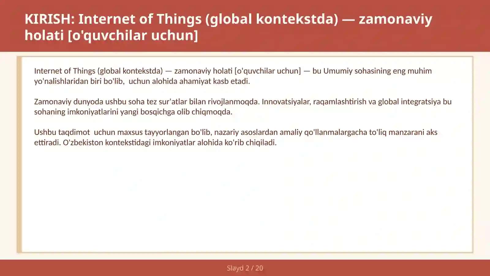 Internet of Things (Global Kontekstda) — Zamonaviy Holati [O'quvchilar Uchun] 2