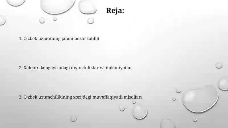 MXD va uzoq chet ellarda uzumchilikni rivijlanishi 2