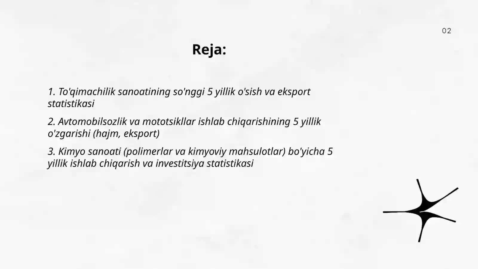 O'zbekiston sanoatida 5 yil davomida jadal o'zgargan sohalarni statistikasi 2