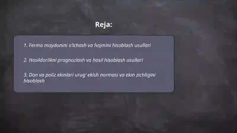Fermalarni hisoblash usullari 2