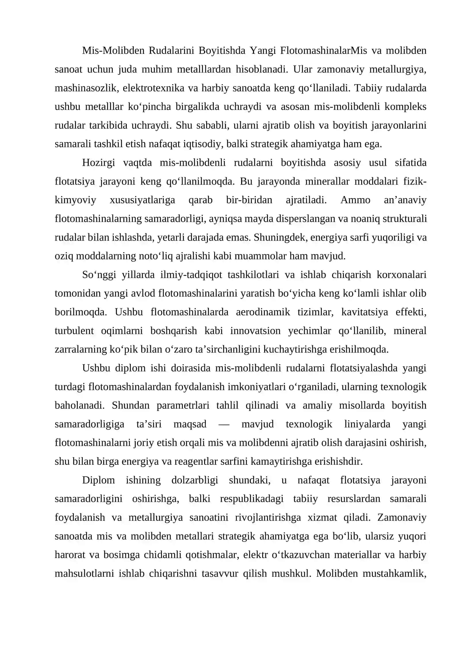 Mis-Molibden Rudalarini Boyitishda Yangi Flotomashinalar 2