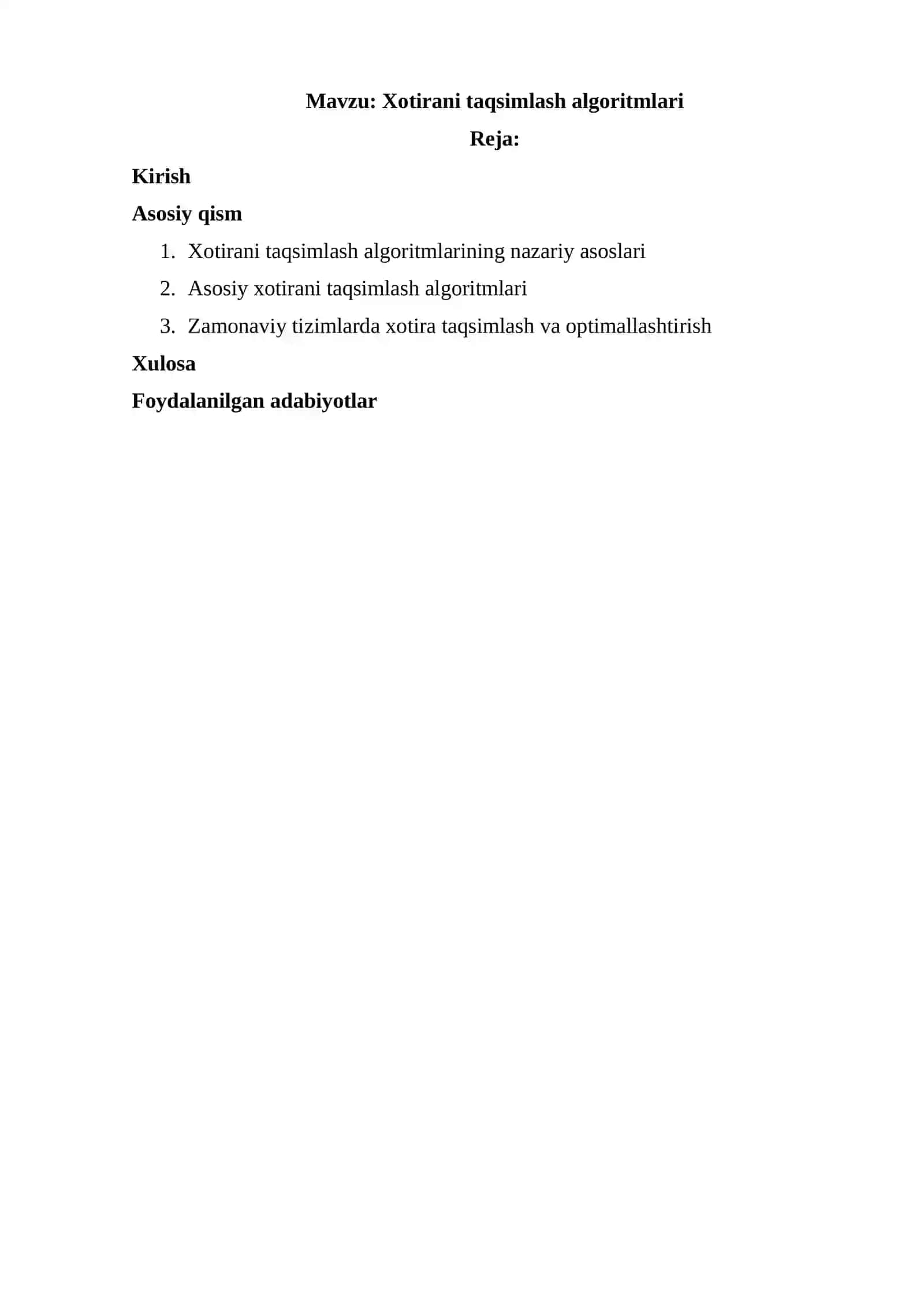 Xotirani taqsimlash algoritmlari 2