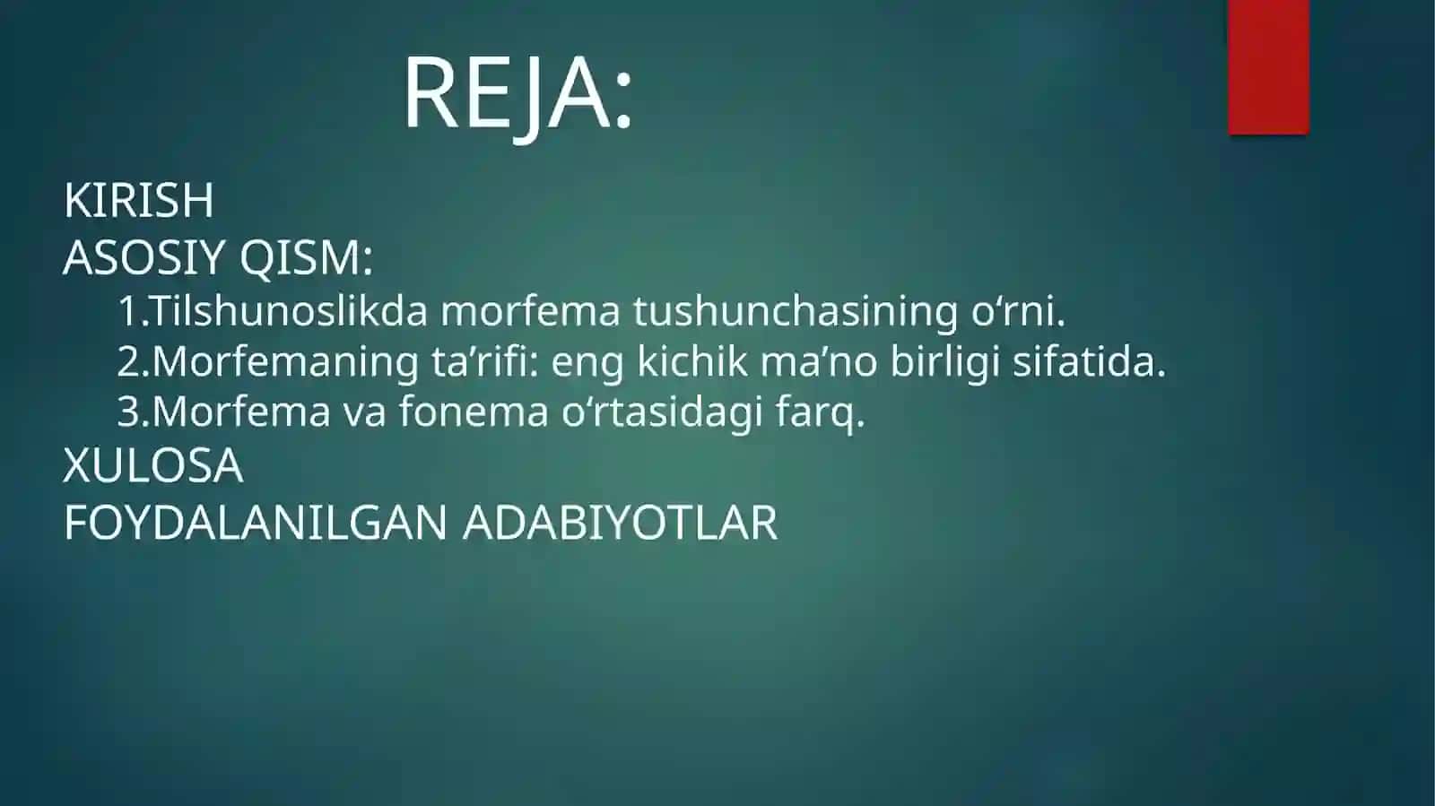 MORFEMA HAQIDA UMUMIY TUSHUNCHA 2