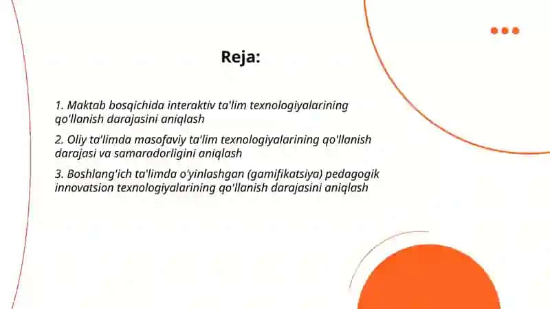 Pedagogik innovatsion texnologiyalarning turlari qo'llanish darajalarini aniqlash 2