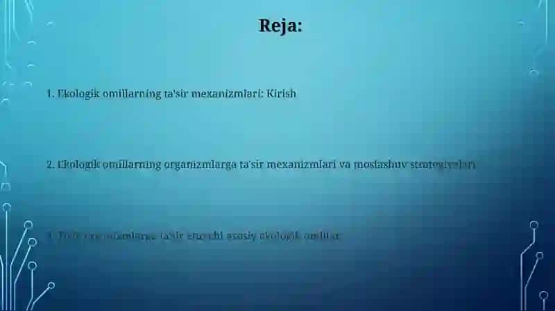 Tirik ekologik omillarning tirik organizmlarga ta'sir etish mexanizmlari 2