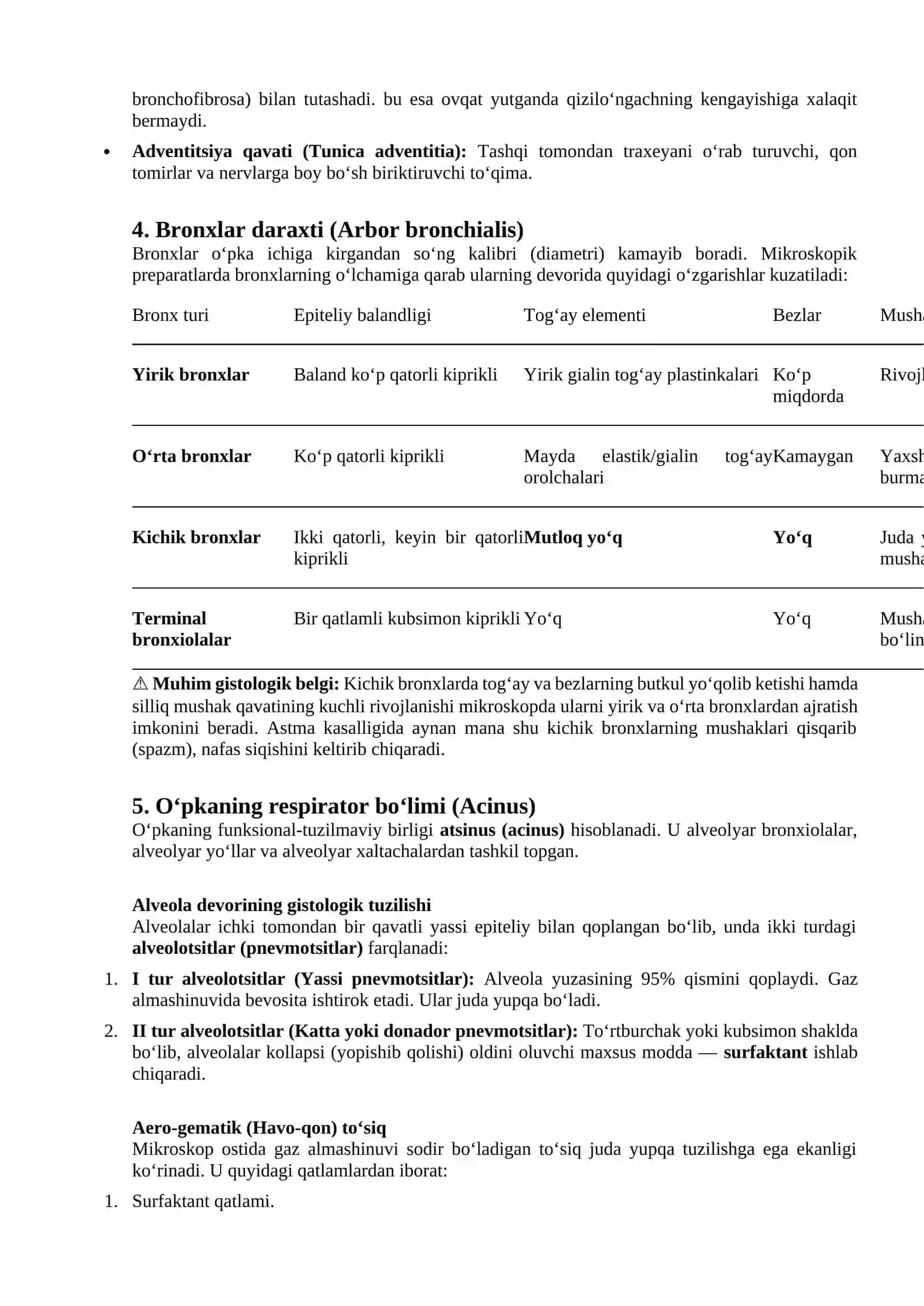 Nafas azolari preparatlarini mikroskopik tuzulishini o`rganish 2