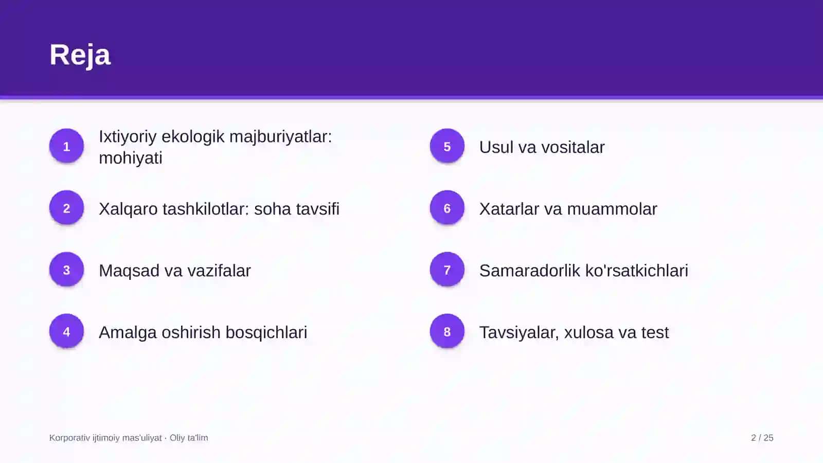 xalqaro tashkilotlarda atrof muhitni muhofaza qilish bo'yicha ixtiyoriy majburiyatlarni qabul qilish 9163 2