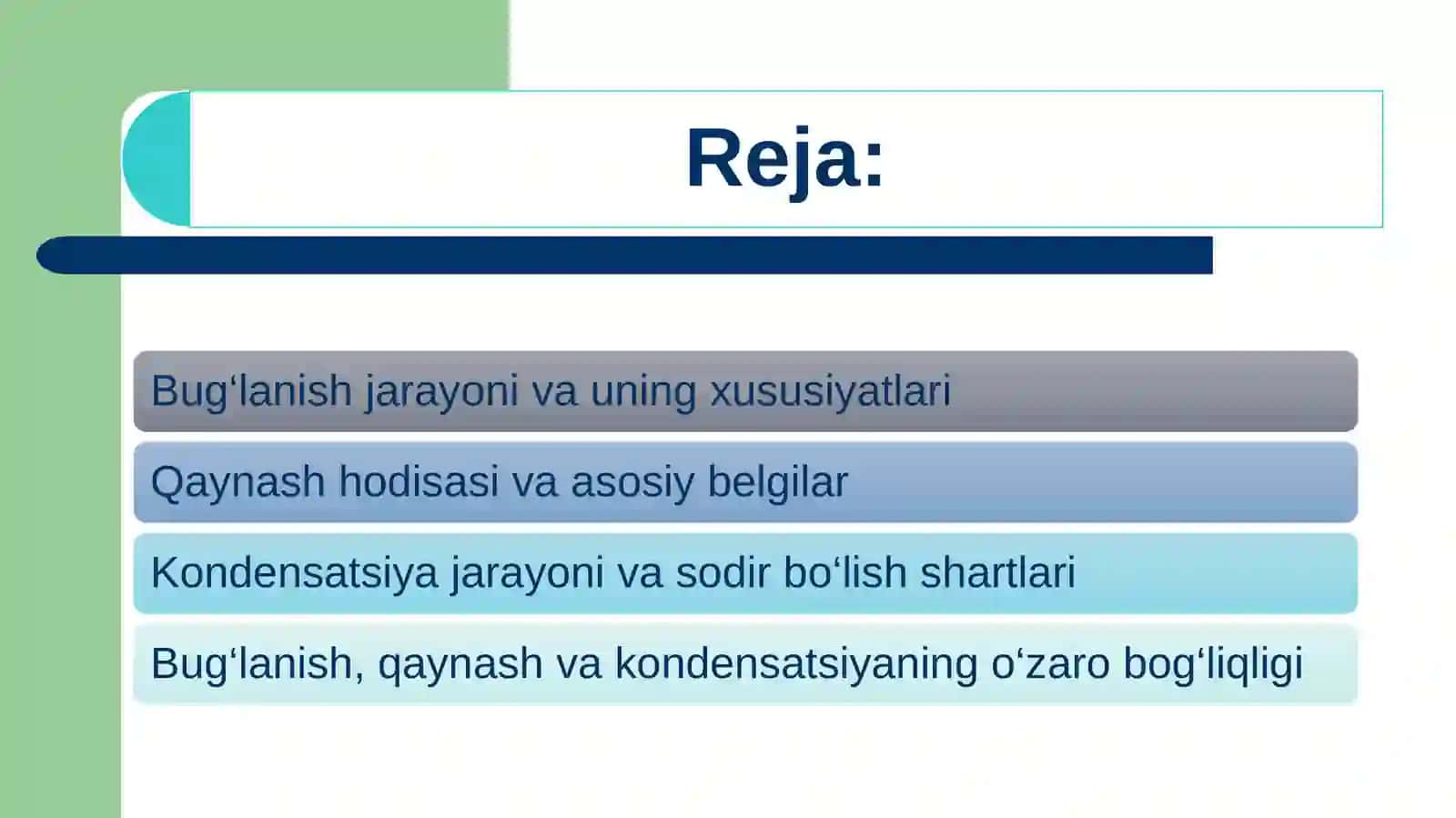 Bug'lanish,qaynash va kondensatsiya 2