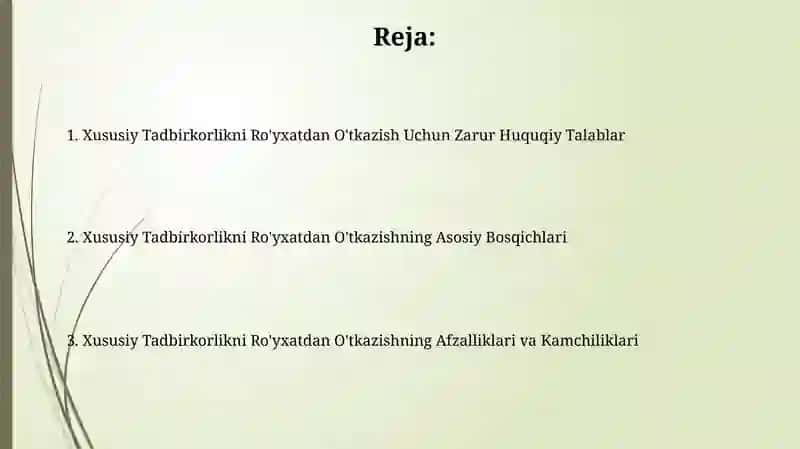 Xususiy Tadbirkorlikni Ròyxatdan Òtkazish Xususiyatlari 2
