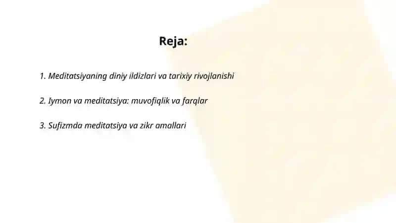 Meditatsiya va e'tiqod 2