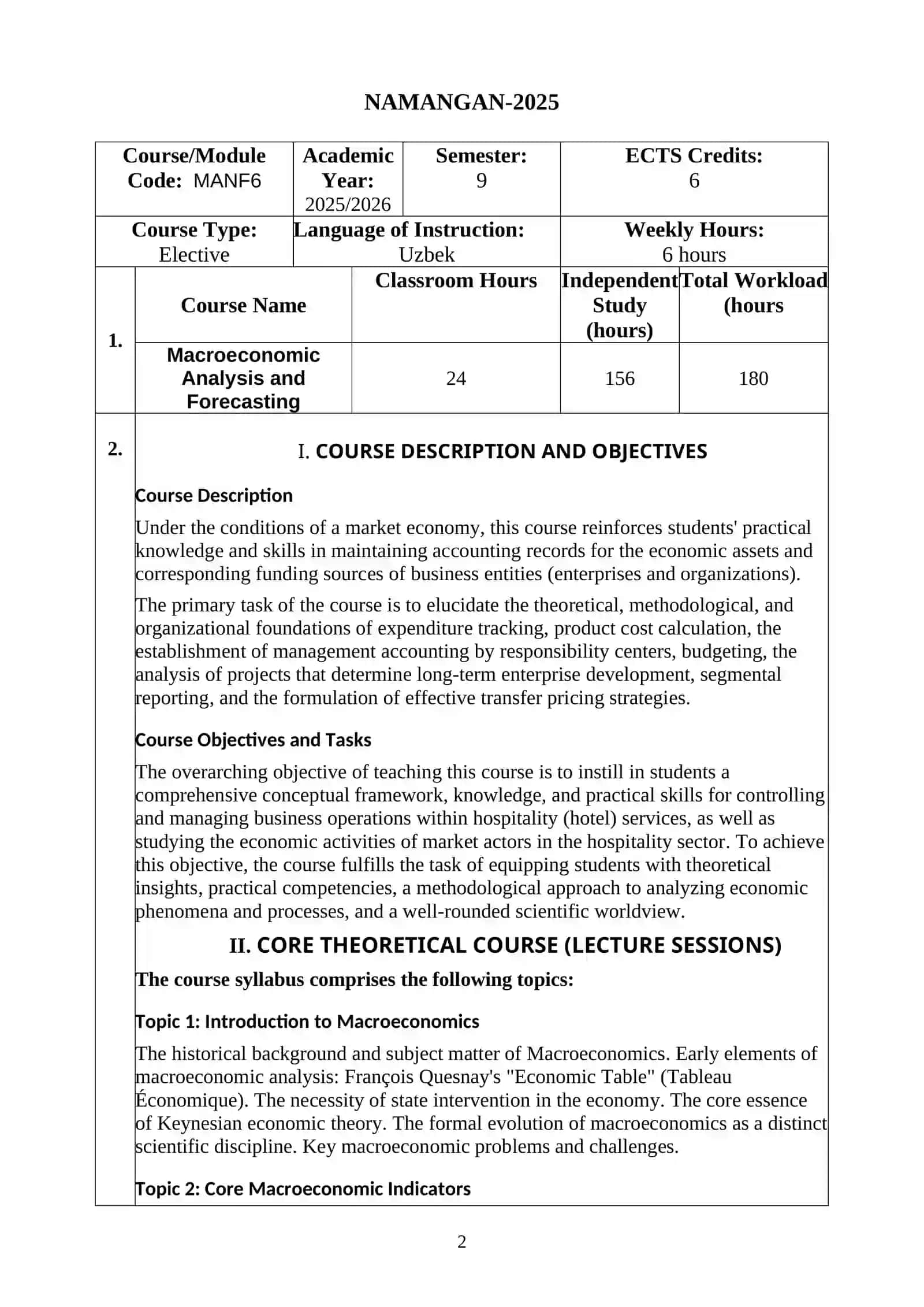 Macroeconomic Analysis and Forecasting 2