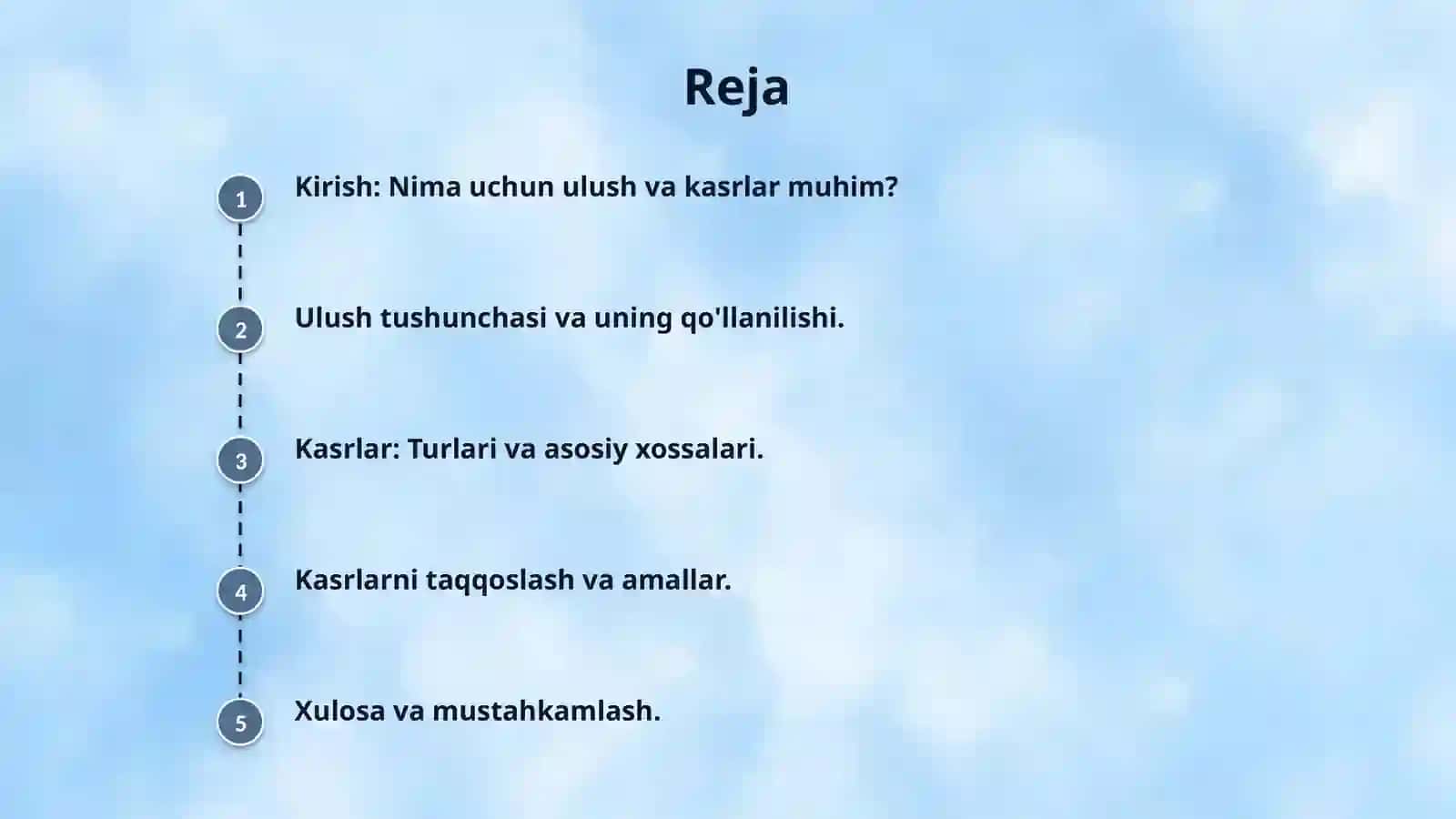 Ulush va kasrlar. 4 sinf uchun 2