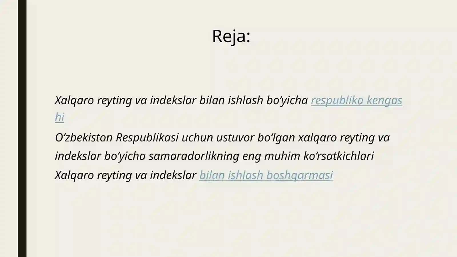 Xalqaroreytingda gi ko'rsatgichlarining tarixiy va siyosiy hamiyati 2