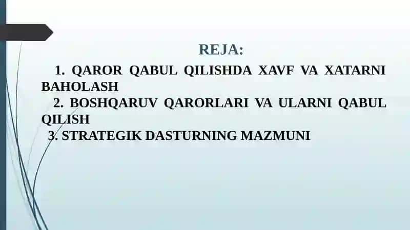 STRATEGIK REJALASHTIRISH SUB’EKTLARI TOMONIDAN QAROR QABUL QILISHDA QO‘LLANADIGAN USULLAR 2