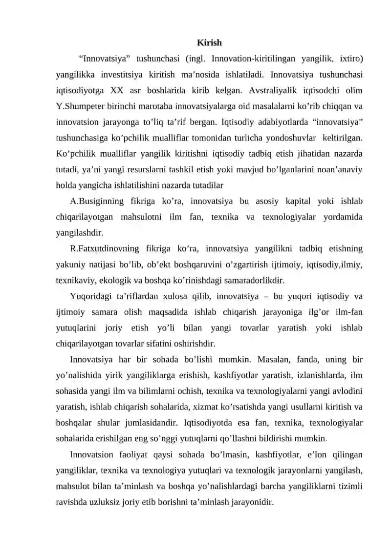 Innovatsiya faoliyatini moliyalashtirish 2