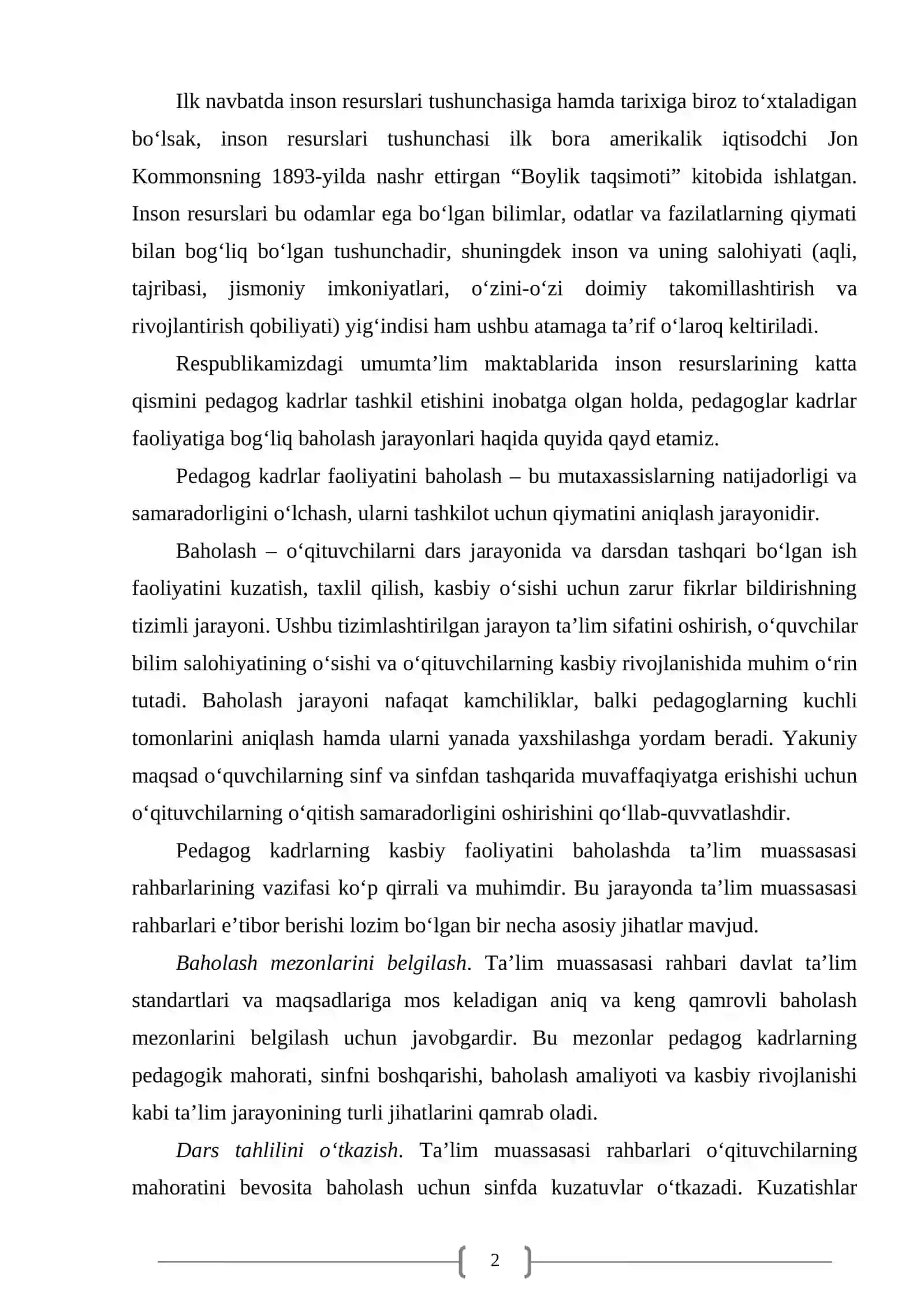 Inson resurslaridan foydalanish samaradorligi va rivojlanish koʻrsatkichlarini tahlil qilish va baholash 2