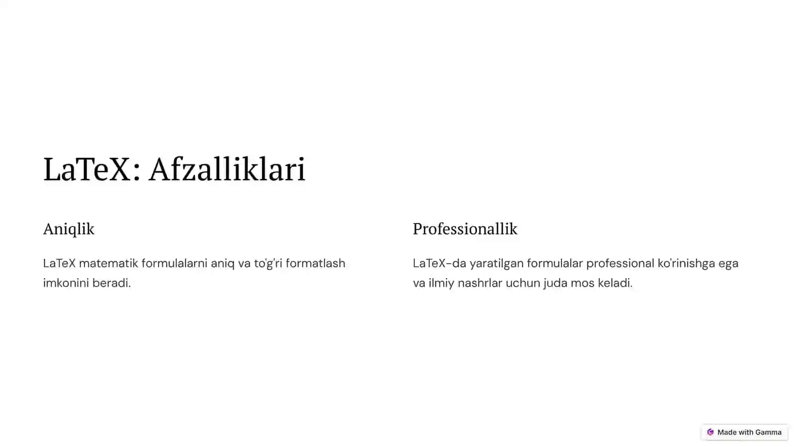 LaTeX bilan matematik formulalarni yaratish 2