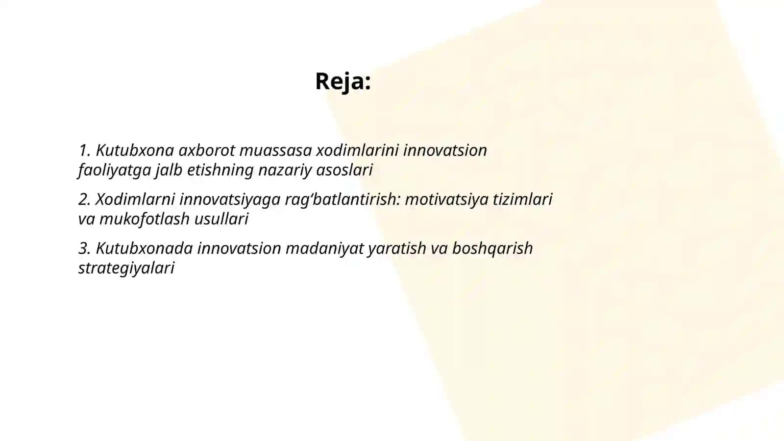 Kutubxona axborot muassasa xodimlarinj innovatsion ishga jalb etish masalalari 2