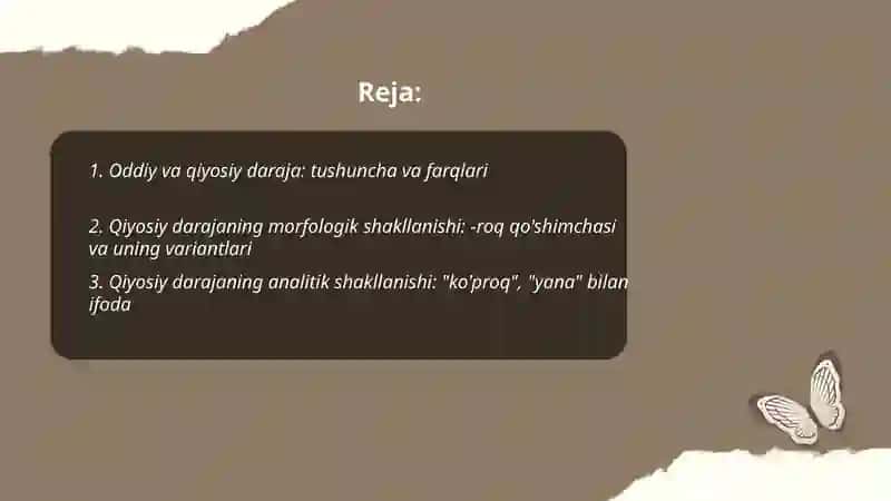 Sifatlarning qiyosiy va orttirma darajalari 2