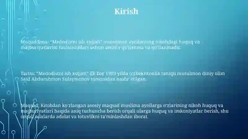 Medodistni Ish Xujjati 2
