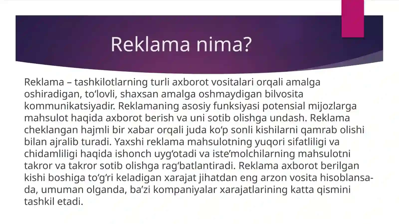 Reklamaning biznes rivojidagi roli 2