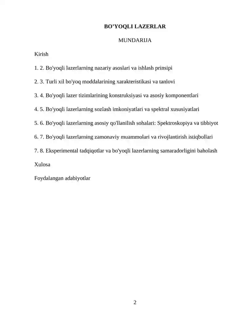 Boʻyoqli lazerlar 2