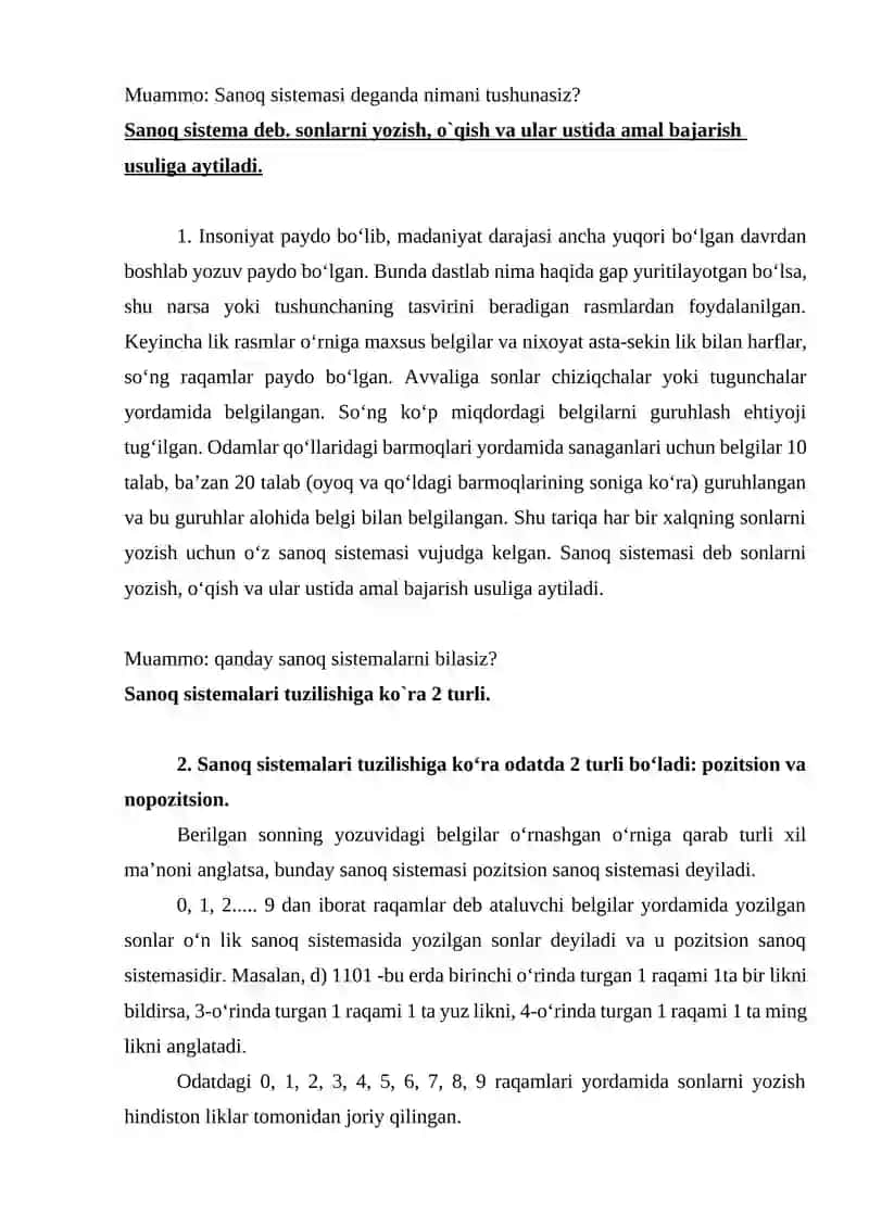 Sanoq sistemalari 2
