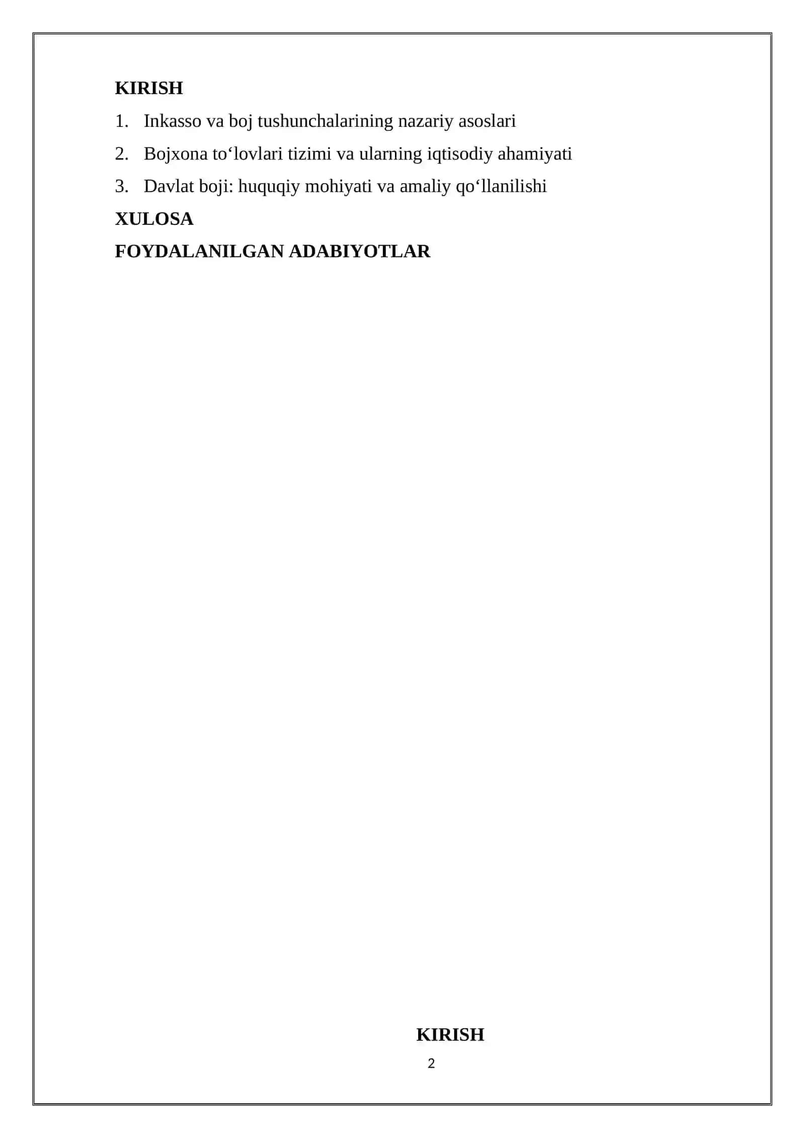 INKASSO VA BOJ TUSHUNCHASI. BOJXONA TO'LOVI. DAVLAT BOJI 2