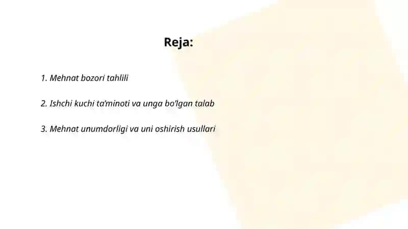 Mehnat bozori va korxonalarda mehnat resurslaridan foydalanish 2