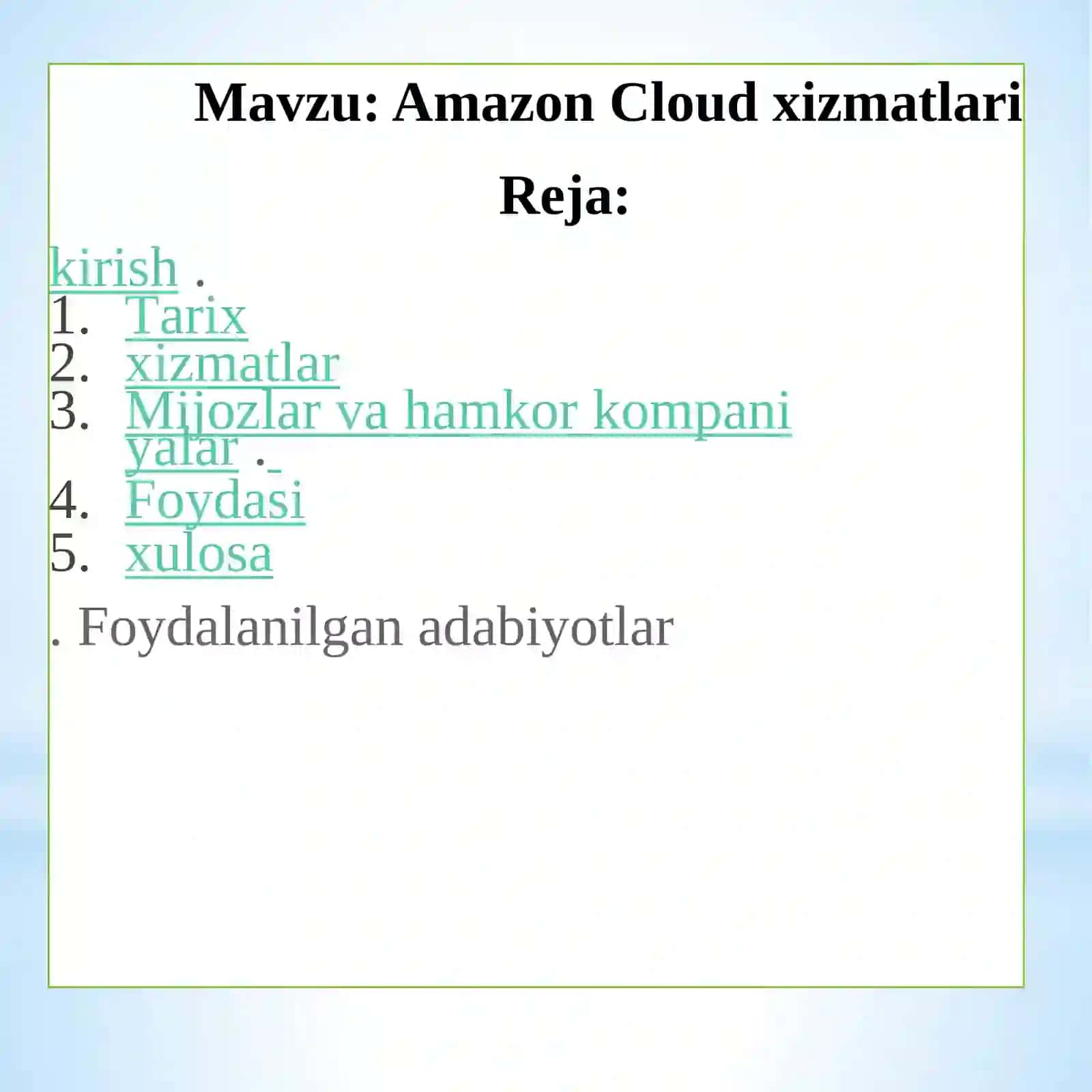 Amazon Cloud xizmatlari 2
