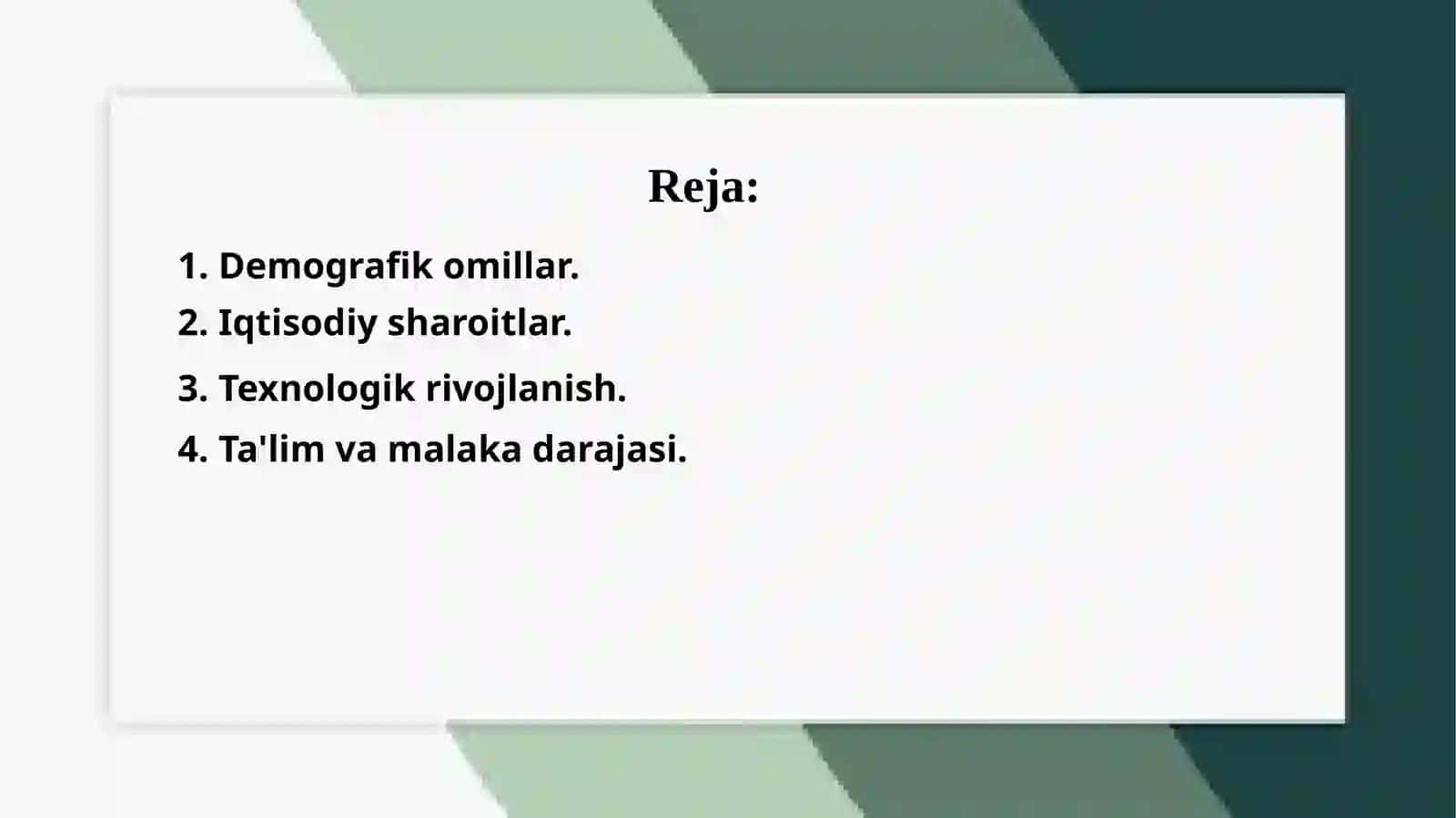 Demografik oʻmillar va ishchikuchini koʻpaytirish va qamaytirishiga tasir qiluvchi omillar 2