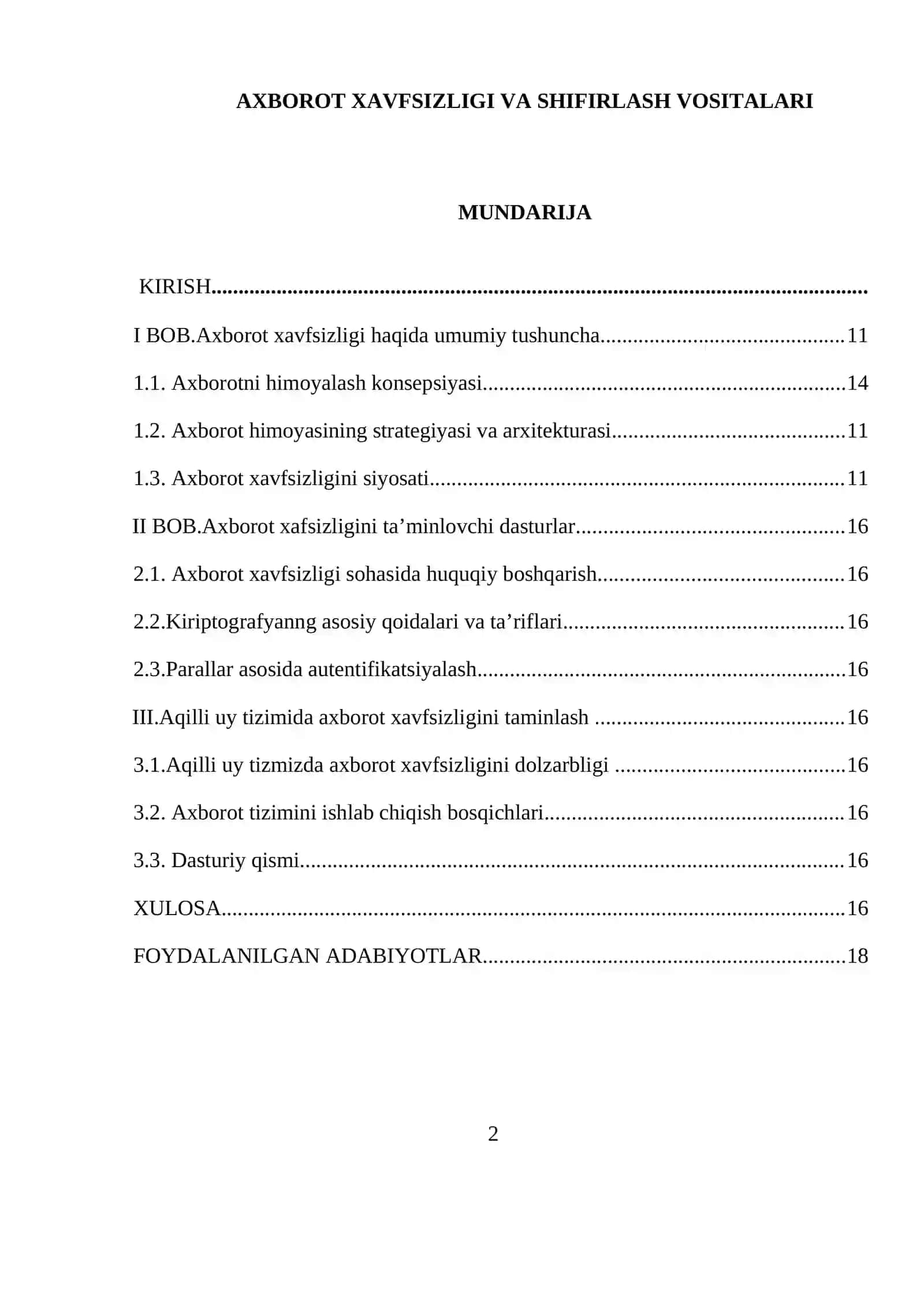 AXBOROT XAVFSIZLIGI VA SHIFIRLASH VOSITALARI 2