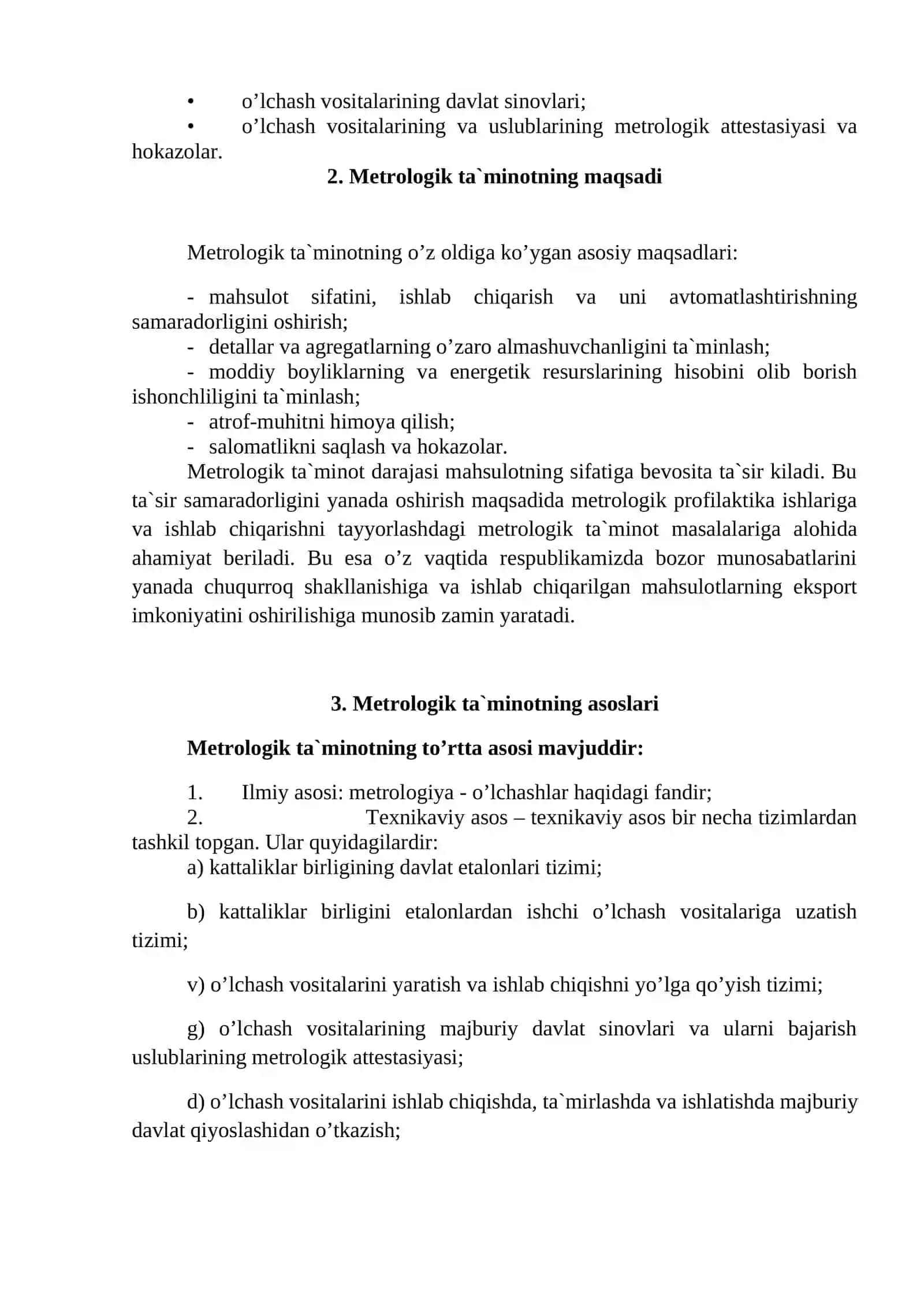 O’zbekiston Respublikasi metrologik xizmat va ta’minot. 2