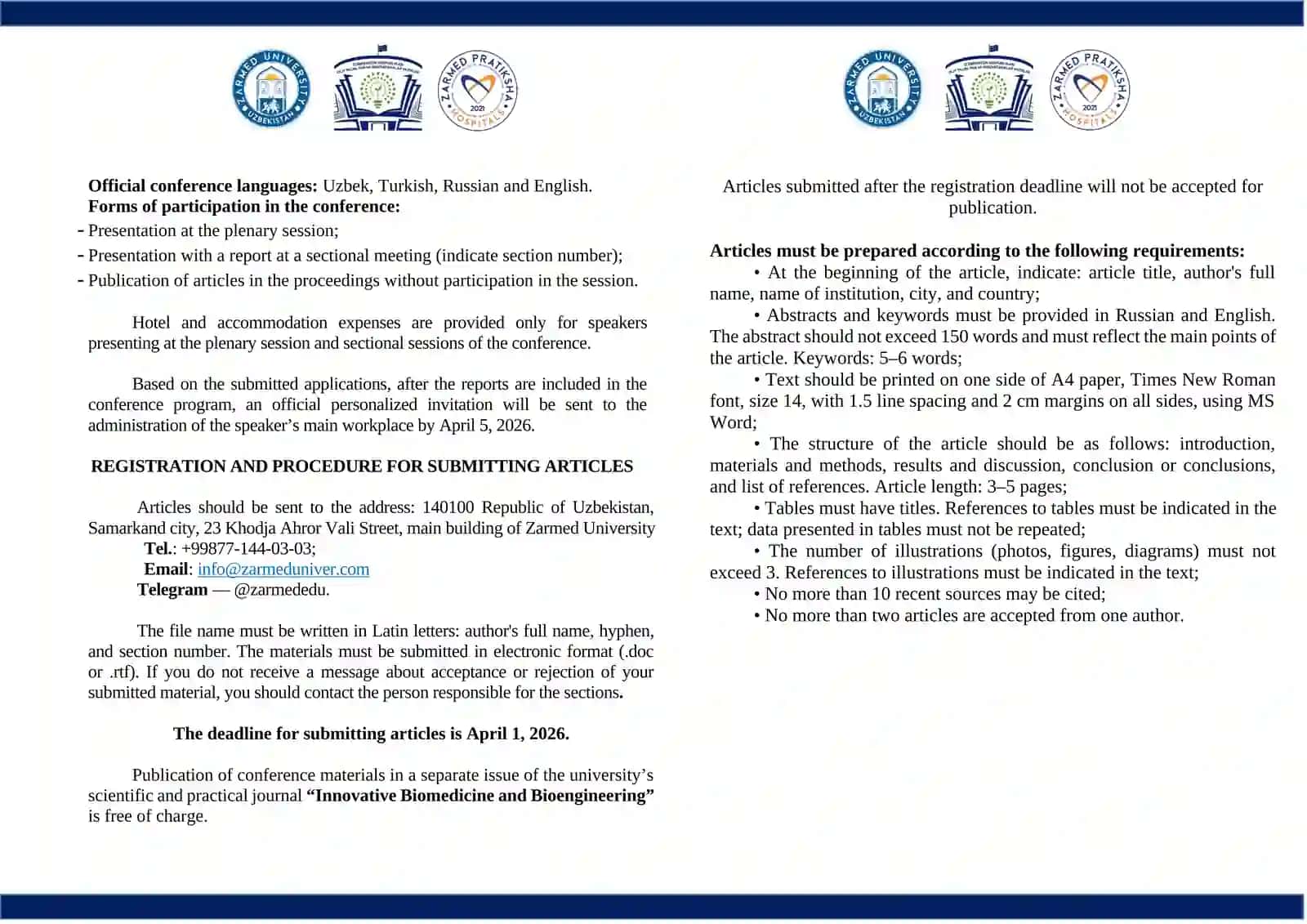 ACHIEVEMENTS AND PROSPECTS OF FUNDAMENTAL MEDICINE — II REPUBLICAN SCIENTIFIC AND PRACTICAL CONFERENCE 2