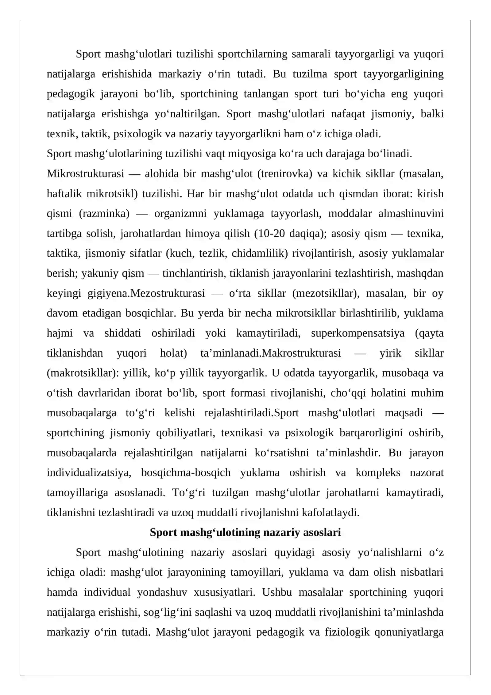 Sportchilarni sport mashg‘ulotlarini tuzilishi 2
