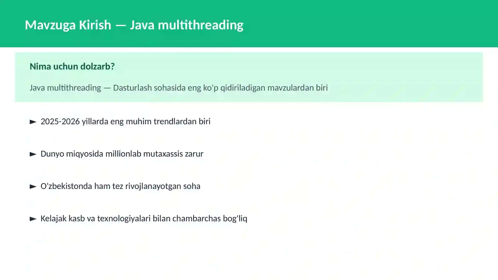DASTURLASH | JAVA VA KORXONA 2