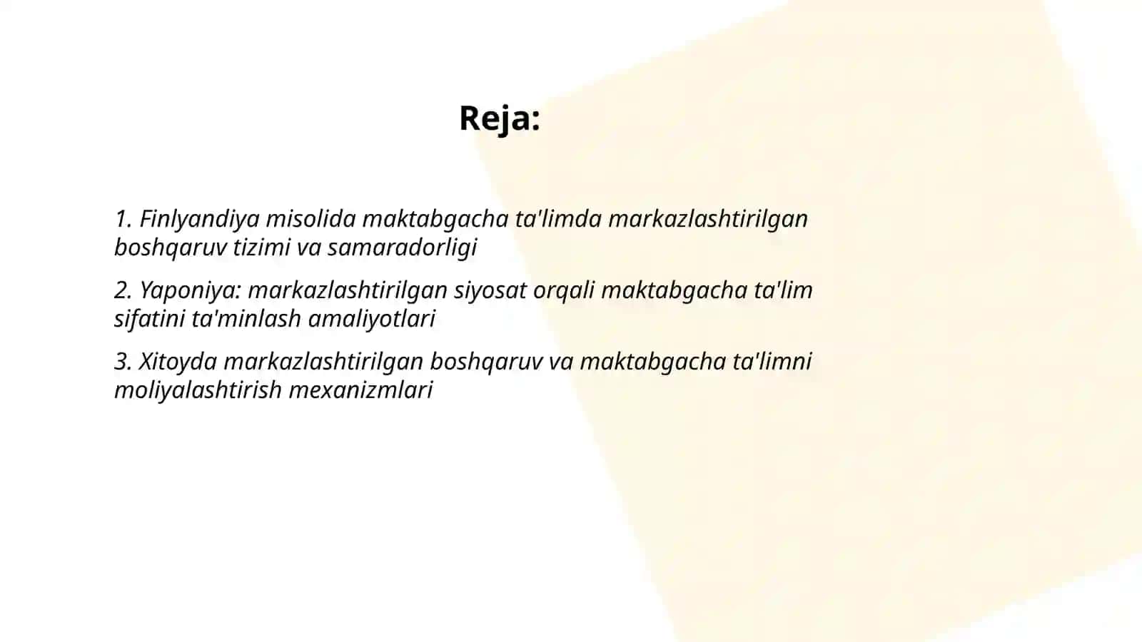 Turli mamlakatlarda maktabgacha ta’limda markazlashtirilgan tashkilotni qo‘llash 2