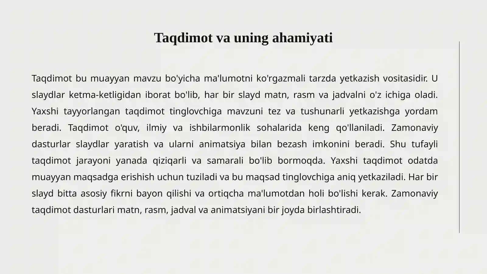 ANIMATSIYA EFFEKTLARI. TAQDIMOT NAMOYISHINI BOSHQARISH 2