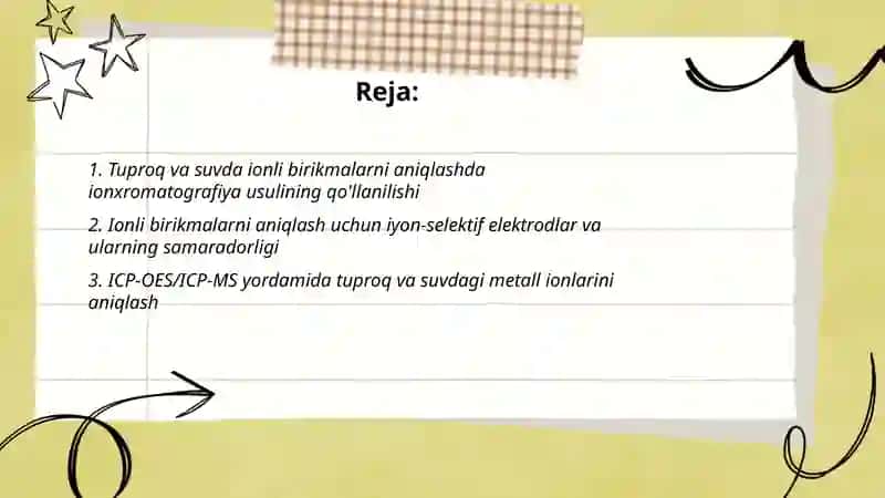 Tuproq va suvda ionli birikmalarni aniqlashda ionxromatografiya usulining qo'llanilishi 2