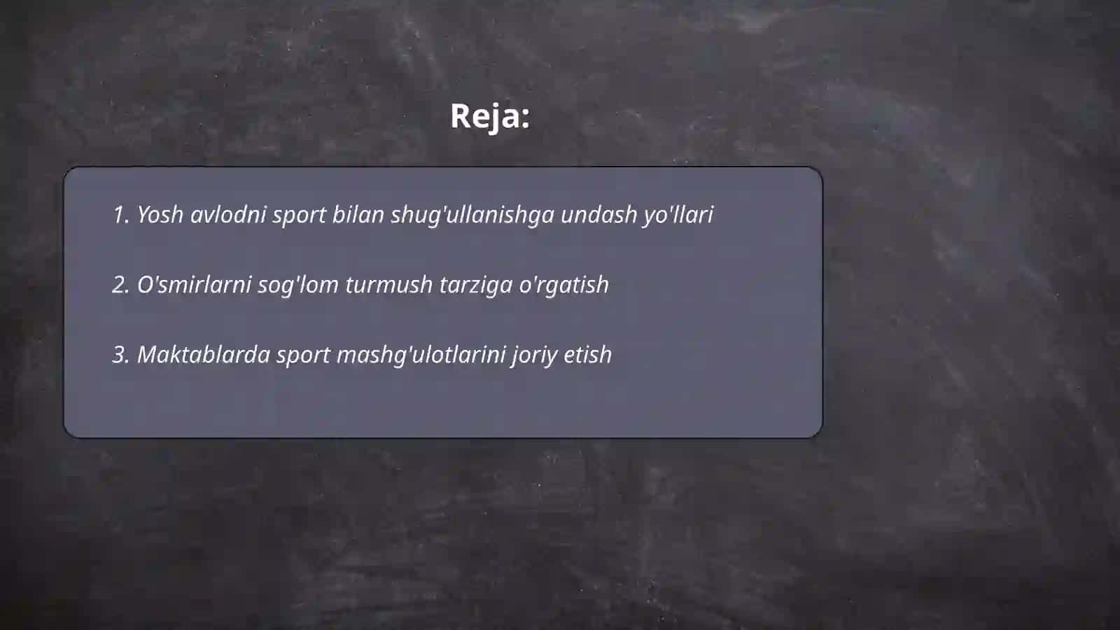 Yosh avlodni sportga yonaltirish 2
