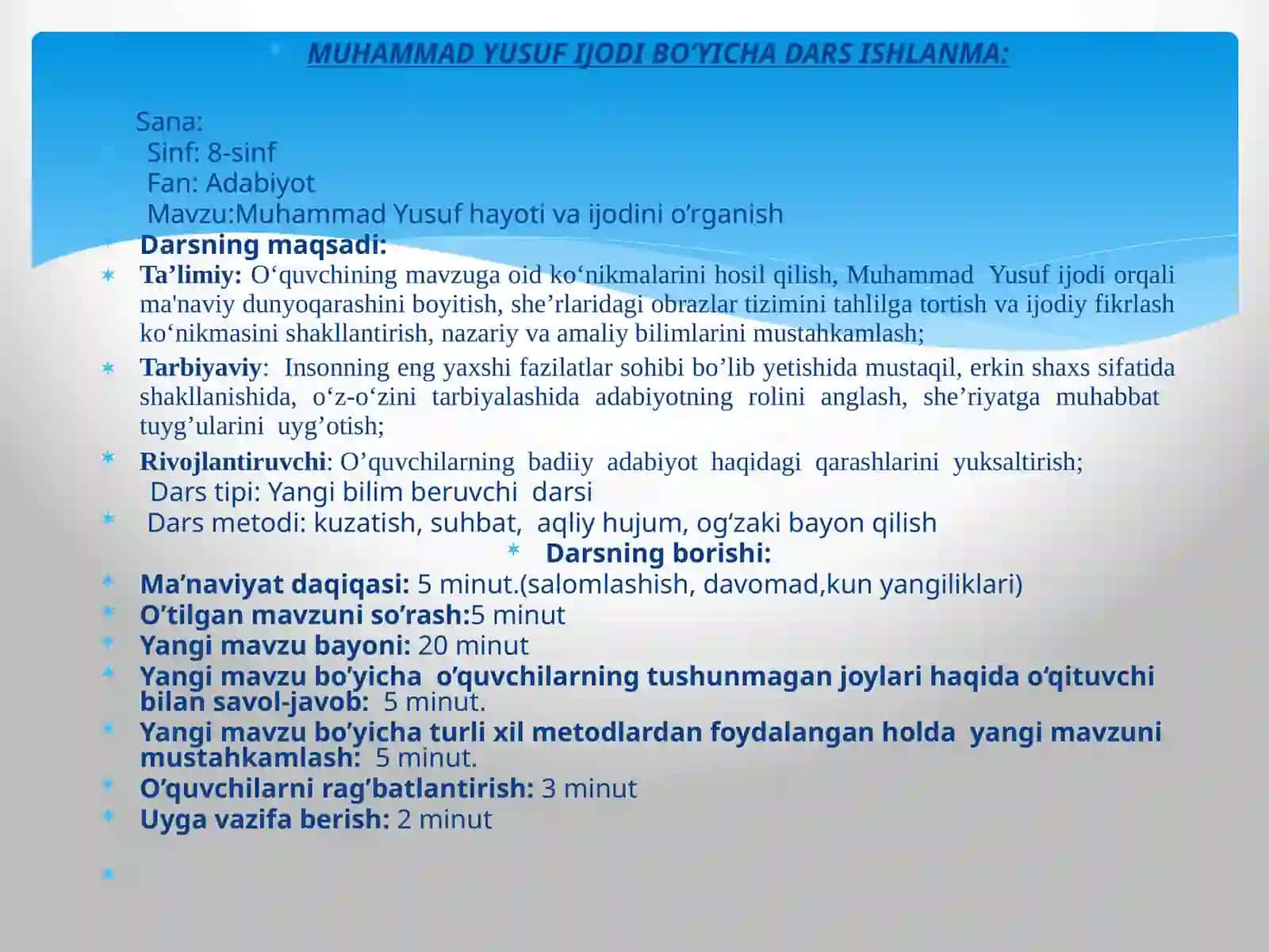 Muhammad Yusufhayotivaijodinio`rganish 2