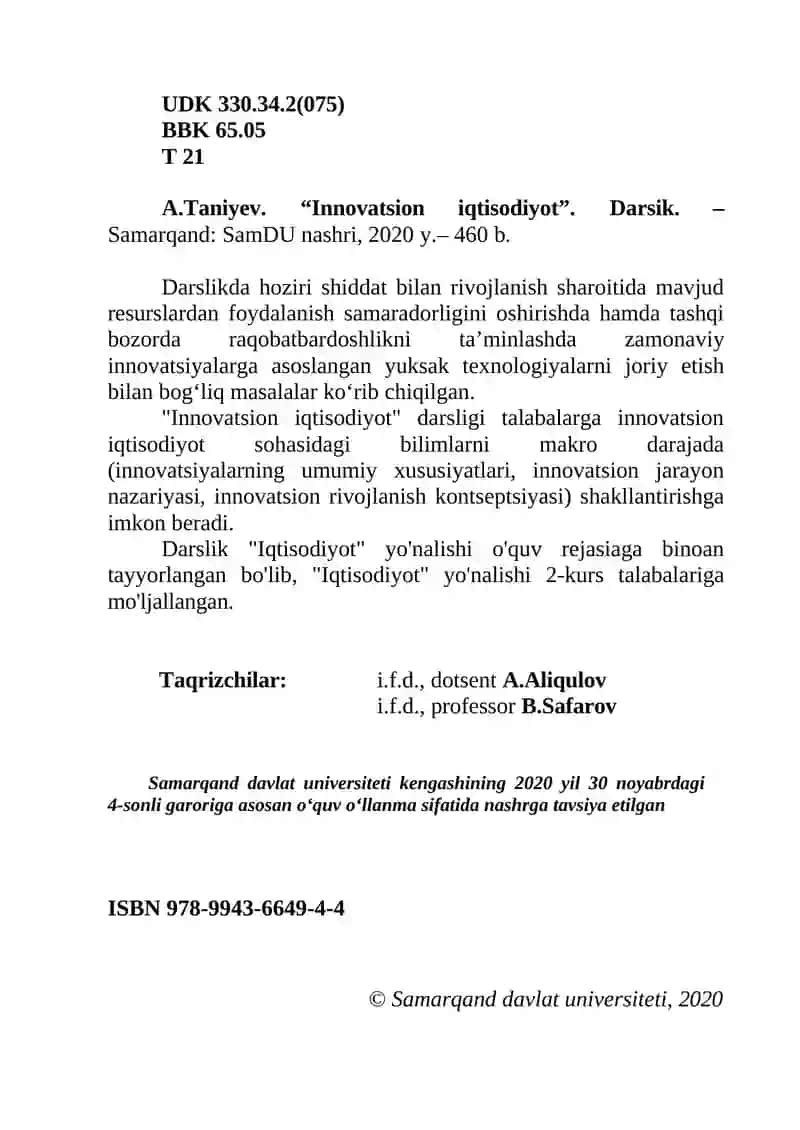 Innovatsion iqtisodiyot 2